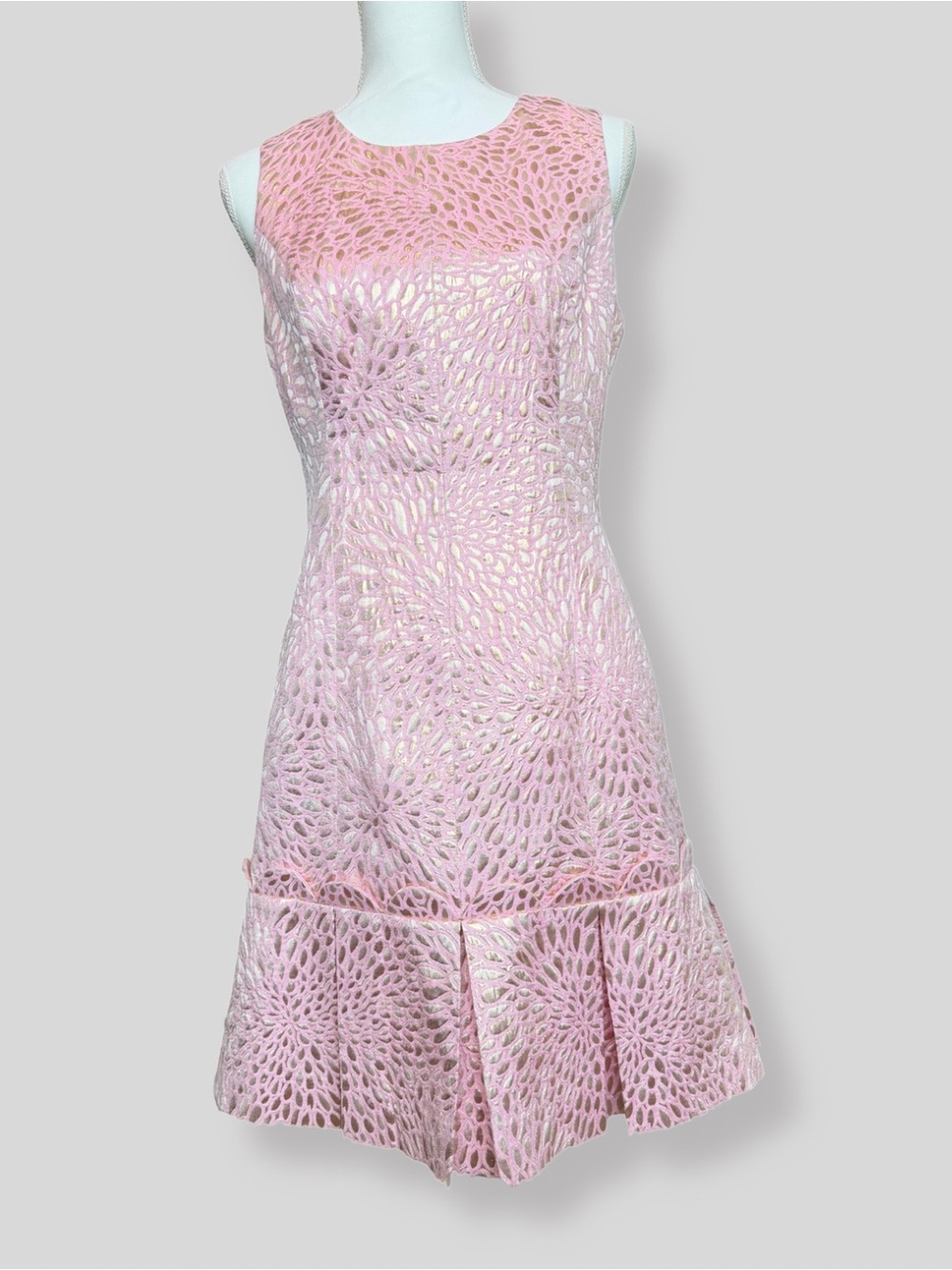 Lilly Pulitzer Abree Peplum Dress in Prosecco Pink Lagoon Jacquard - Size 8